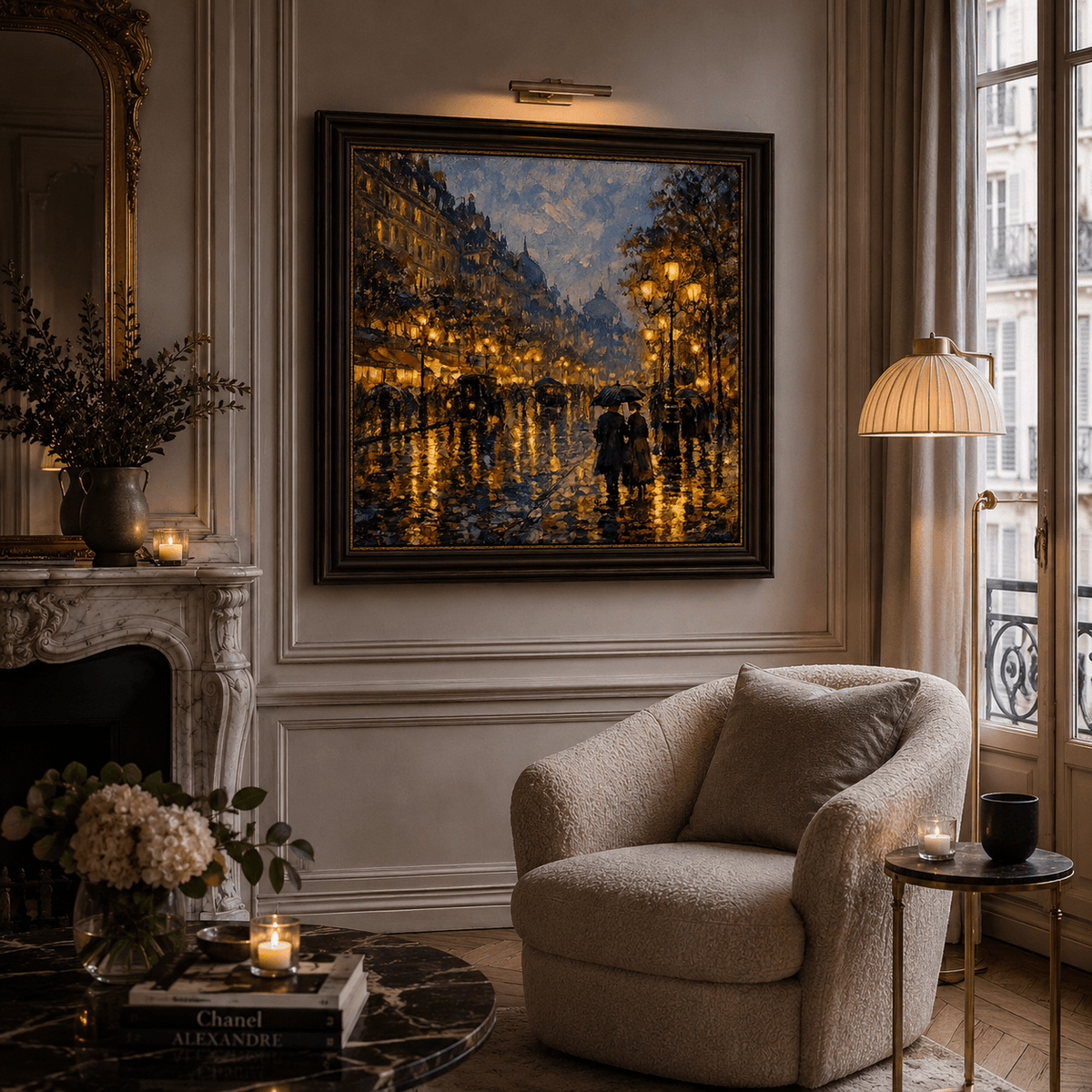 Rainy Paris Boulevard